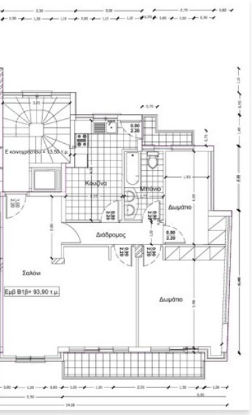 Dual-aspect apartment, Eleftherias Square, Volos